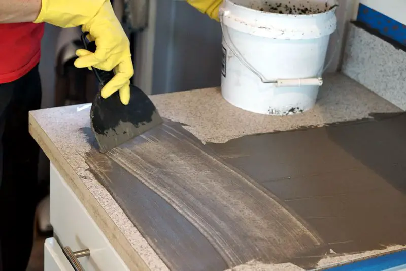 Lovely Imperfection - DIY Concrete Countertops Over Laminate Surfaces