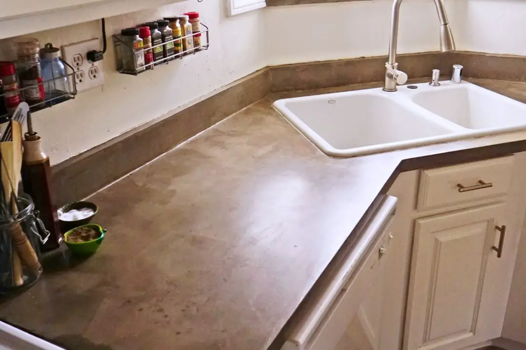 Lovely Imperfection Feather Finish Concrete Countertops Three Years Later - Concrete Countertops Kitchen Diy